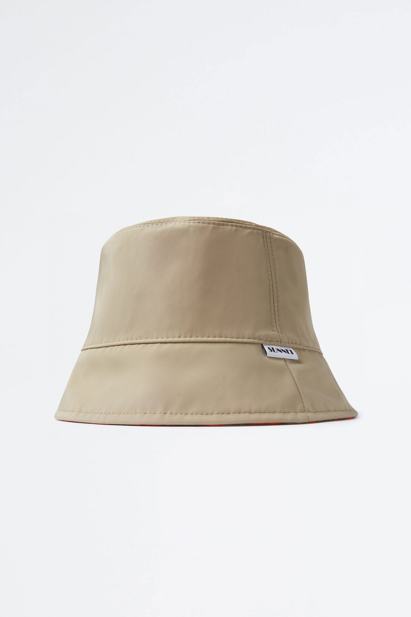 REVERSIBLE ORANGE & BEIGE LOGO BUCKET HAT