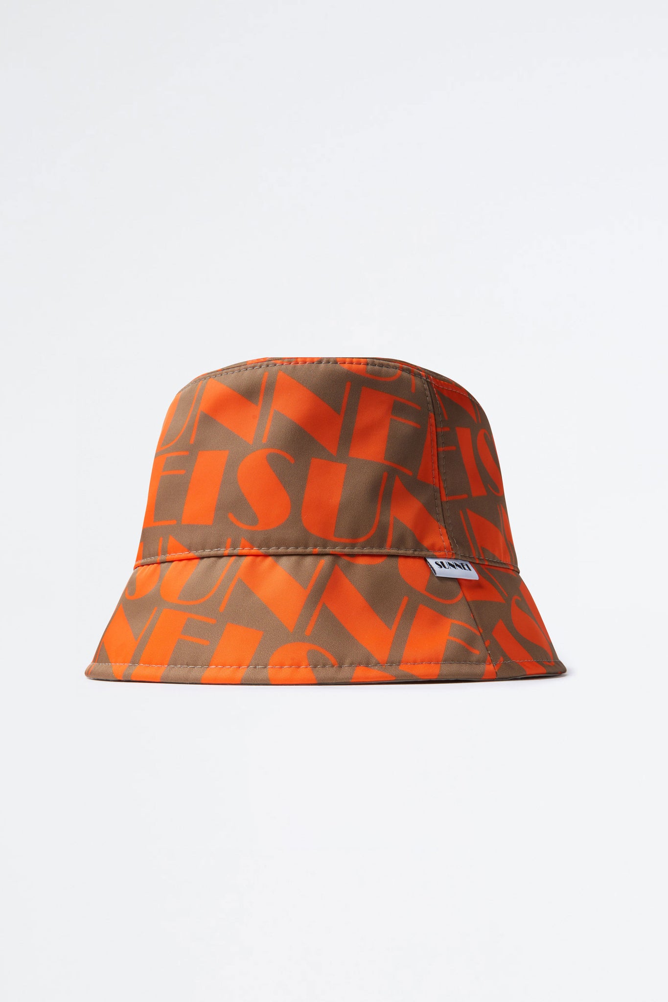 REVERSIBLE ORANGE & BEIGE LOGO BUCKET HAT