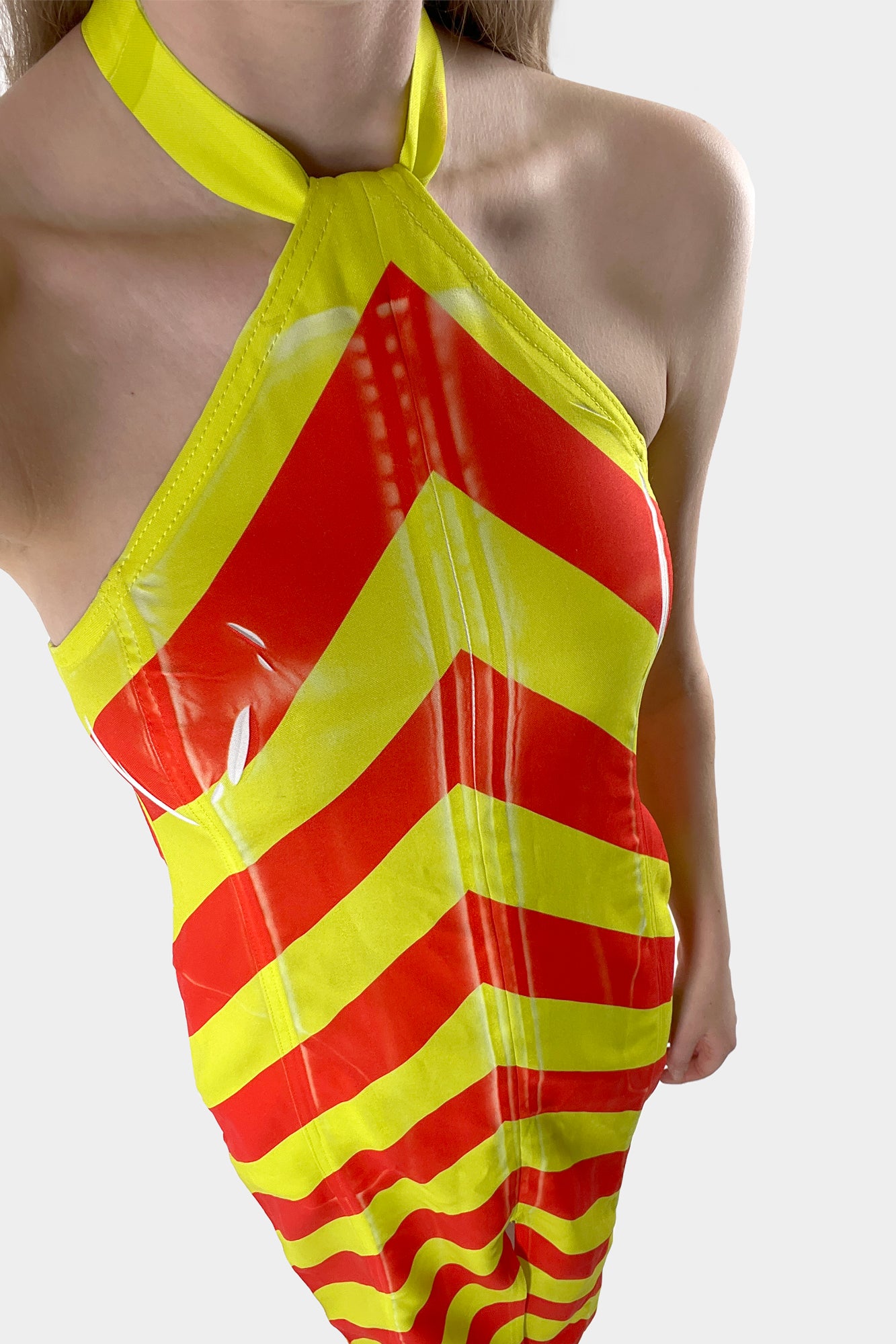 TRIANGLE DRESS / red & yellow stripes