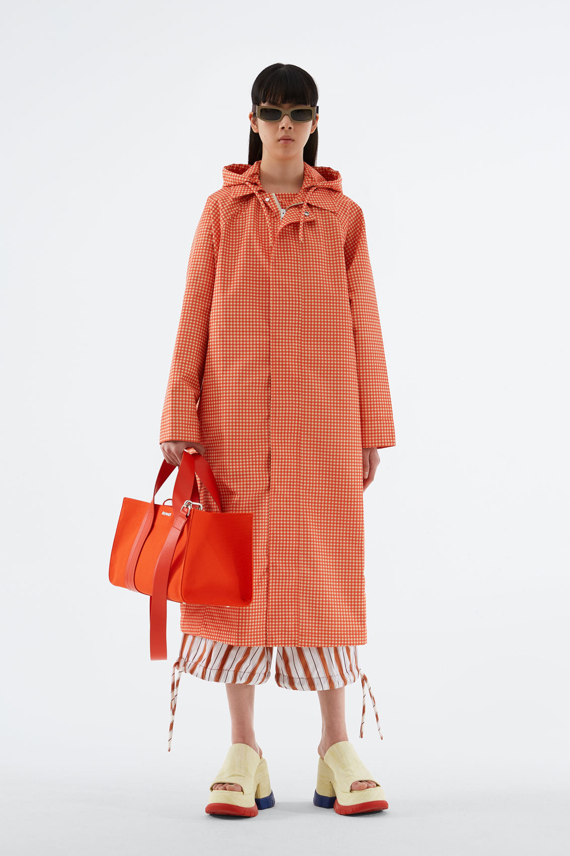 RED CHECK LONG EASY JACKET