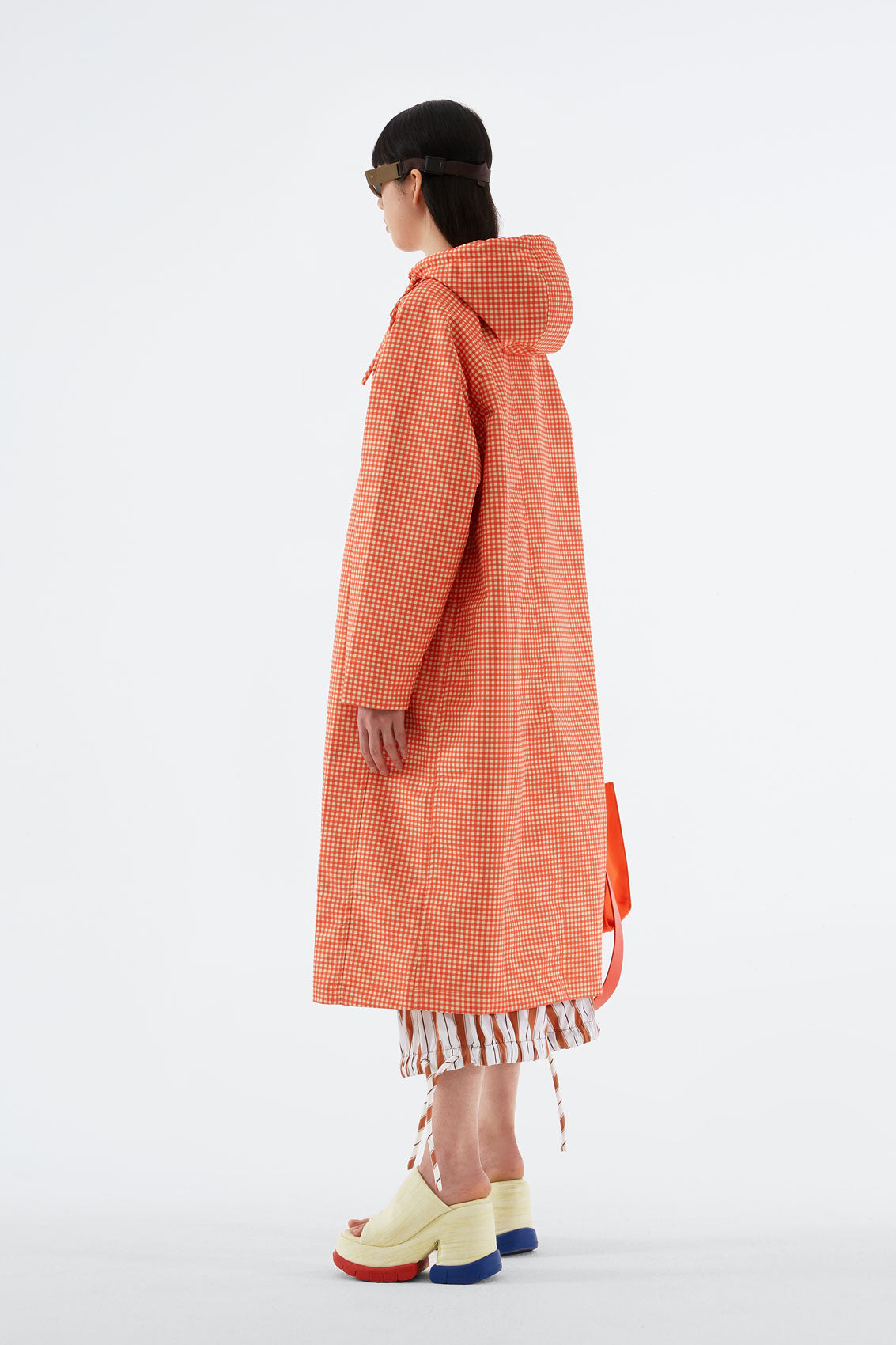 RED CHECK LONG EASY JACKET