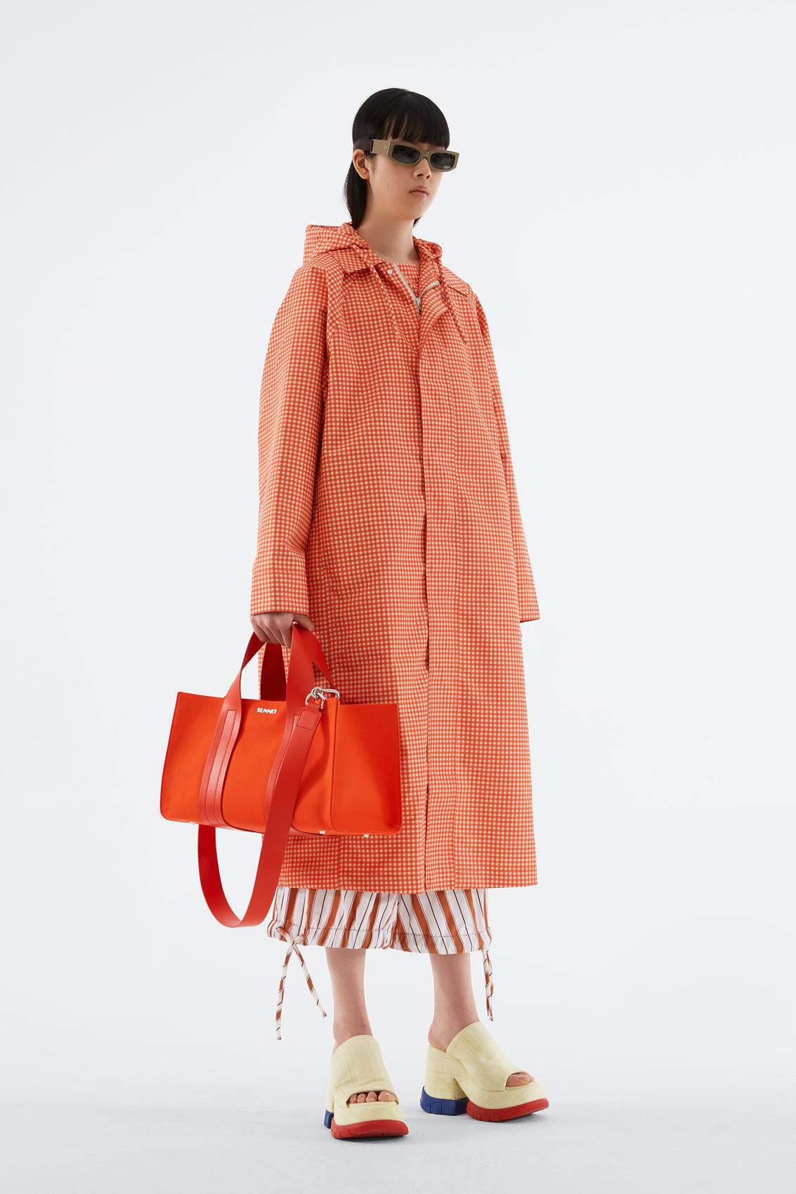 RED CHECK LONG EASY JACKET