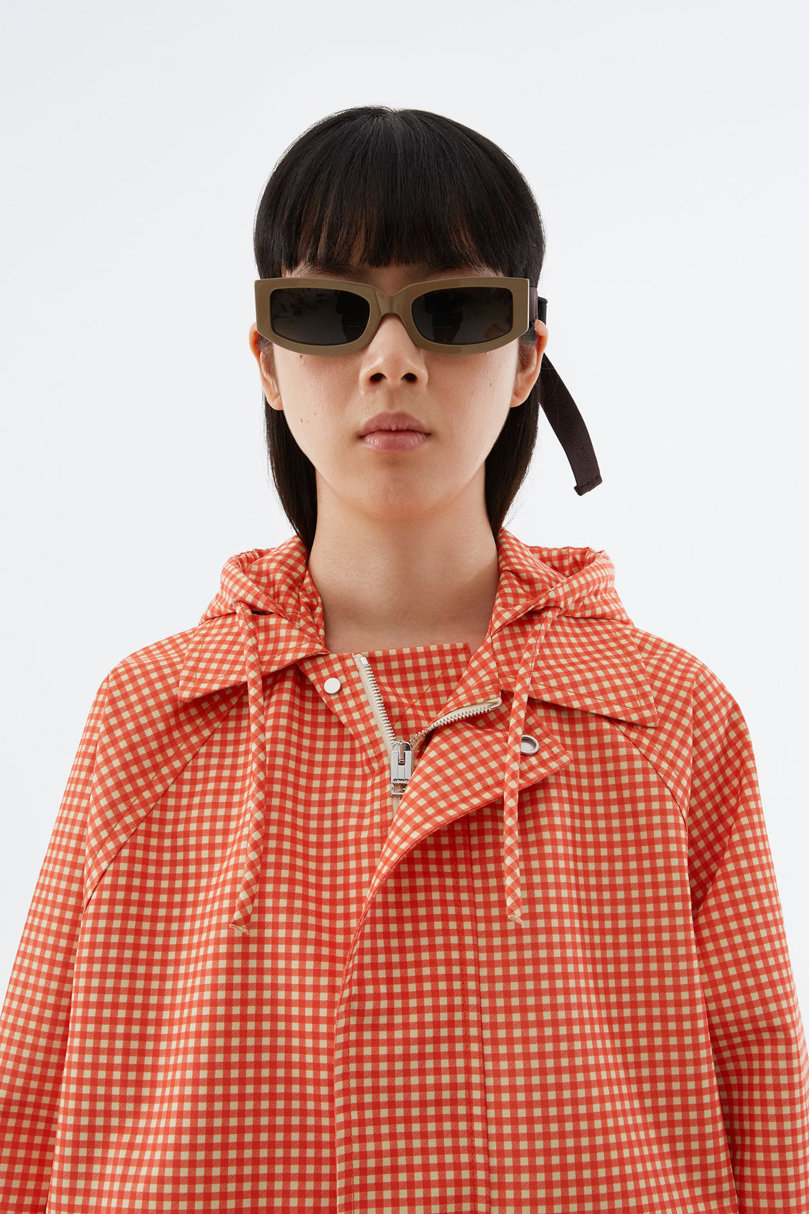 RED CHECK LONG EASY JACKET
